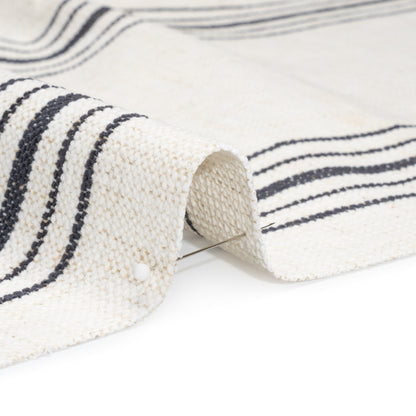 Crypton Charcoal on White Striped Stain Resistant Polyester and Linen Chenille Upholstery Woven Detail