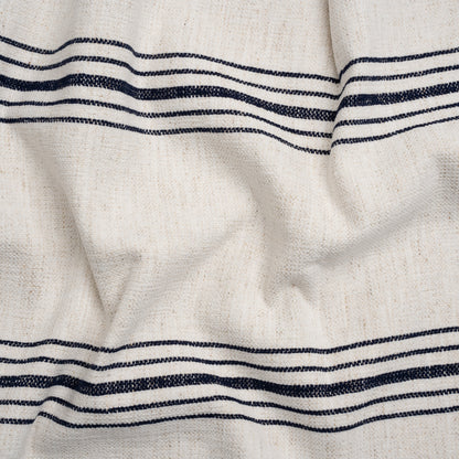 Crypton Indigo on White Striped Stain Resistant Polyester and Linen Chenille Upholstery Woven