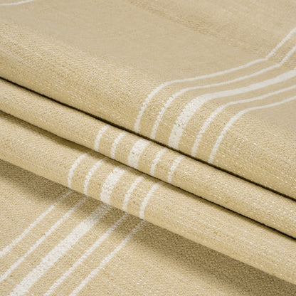 Crypton Sand Striped Stain Resistant Polyester and Linen Chenille Upholstery Woven Folded