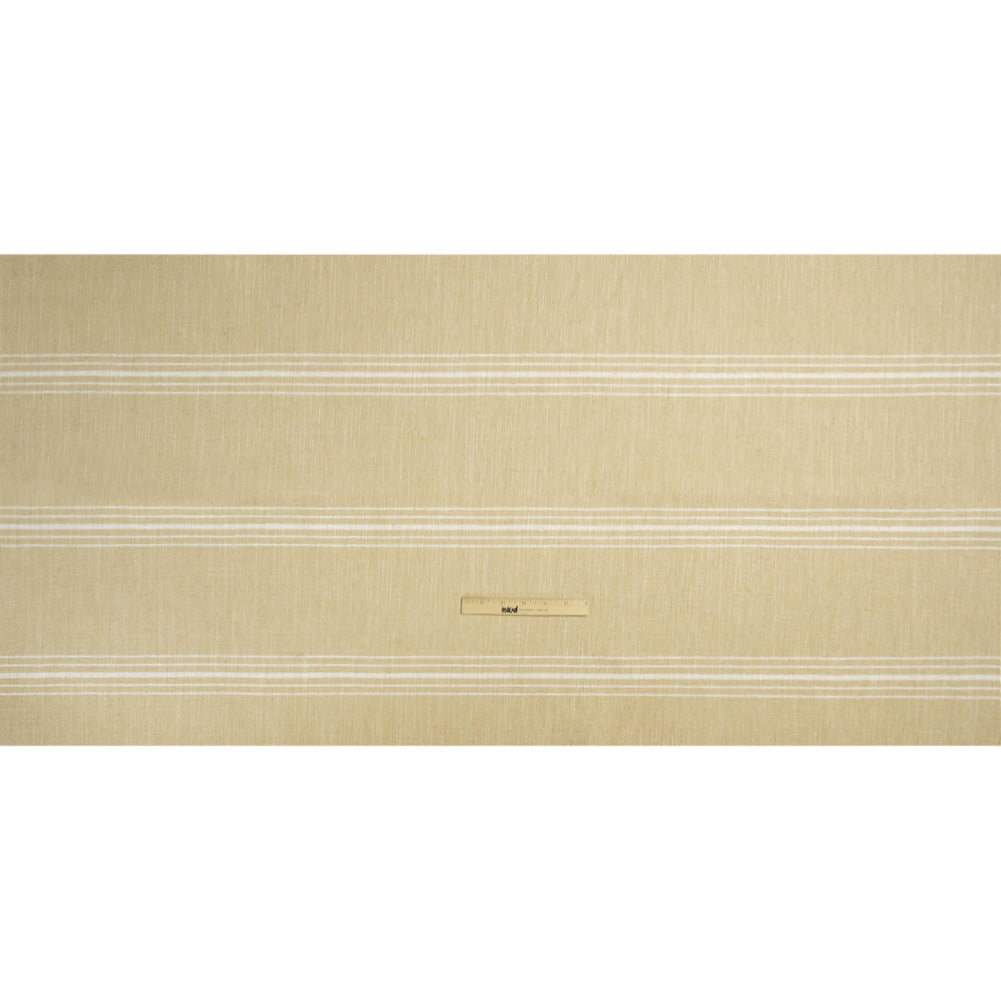 Crypton Sand Striped Stain Resistant Polyester and Linen Chenille Upholstery Woven Full