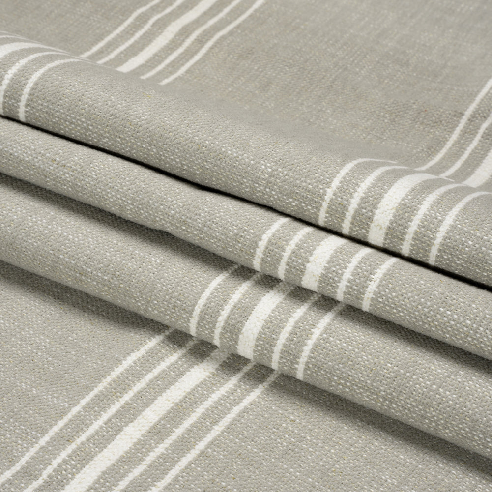 Crypton Stone Striped Stain Resistant Polyester and Linen Chenille Upholstery Woven Folded
