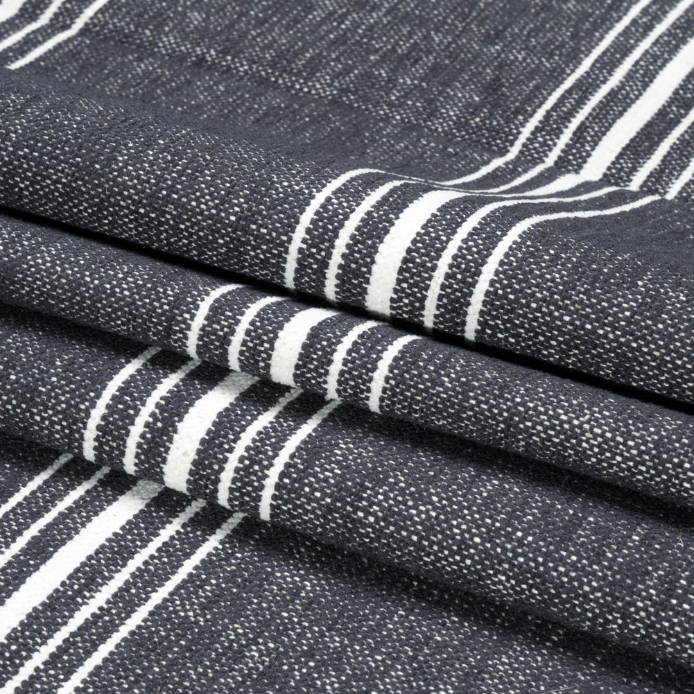 Crypton Charcoal Striped Stain Resistant Polyester and Linen Chenille Upholstery Woven Folded