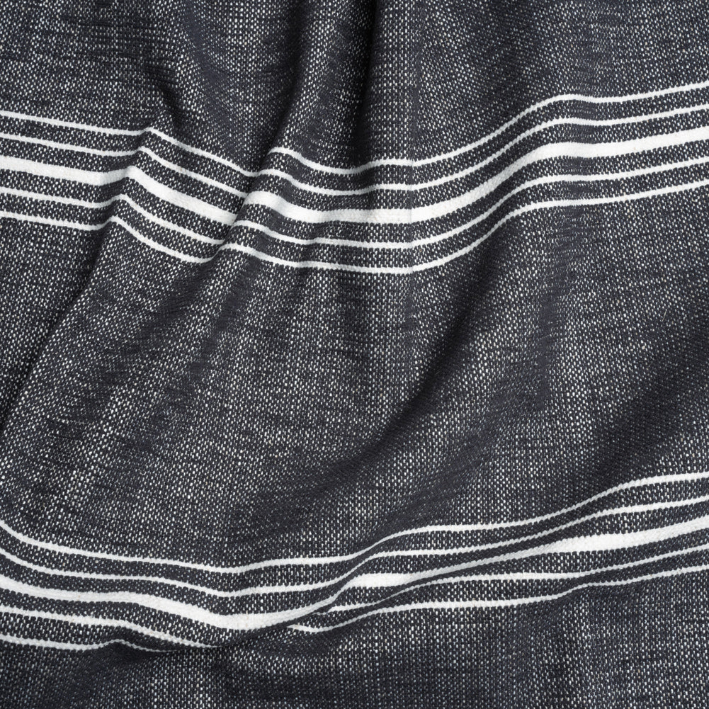 Crypton Charcoal Striped Stain Resistant Polyester and Linen Chenille Upholstery Woven
