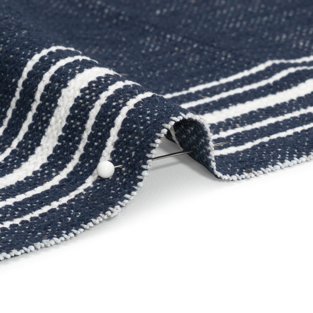 Crypton Indigo Striped Stain Resistant Polyester and Linen Chenille Upholstery Woven Detail