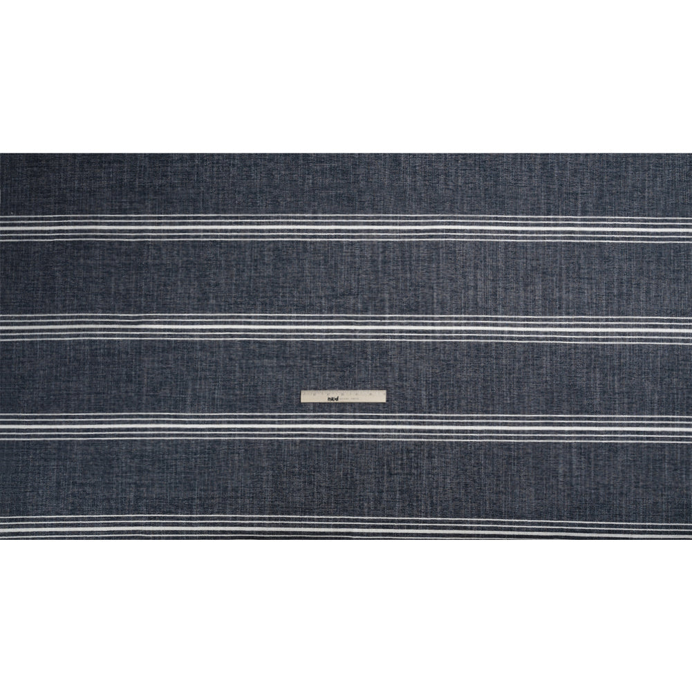 Crypton Indigo Striped Stain Resistant Polyester and Linen Chenille Upholstery Woven Full