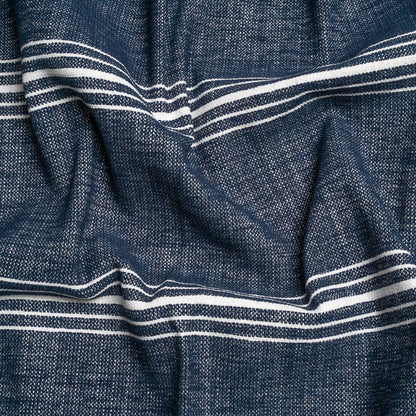 Crypton Indigo Striped Stain Resistant Polyester and Linen Chenille Upholstery Woven
