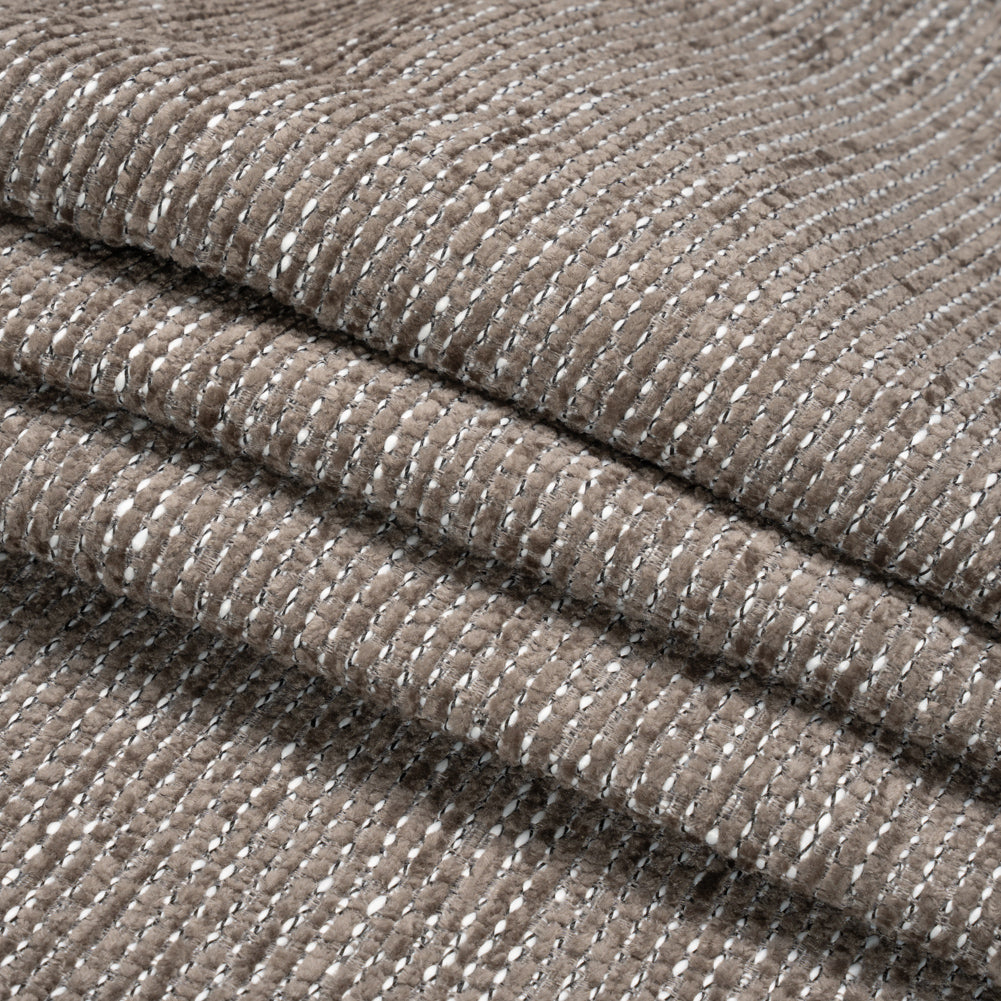 Crypton Pewter Tweedy Stain Resistant Chenille Woven Folded