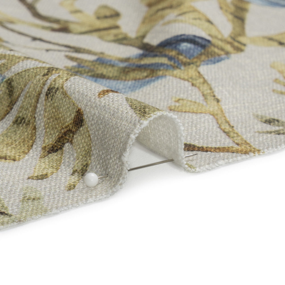 Flax, Pink and Blue Reef Exploration Slubbed Cotton Woven Detail