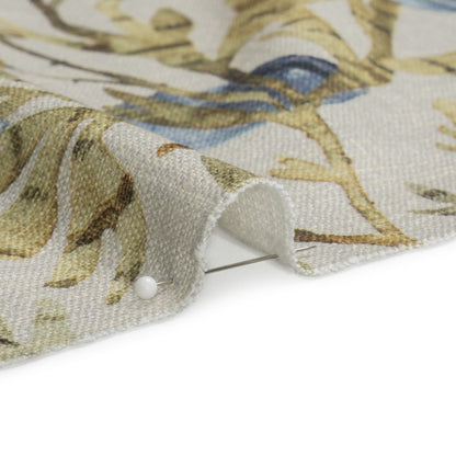 Flax, Pink and Blue Reef Exploration Slubbed Cotton Woven Detail