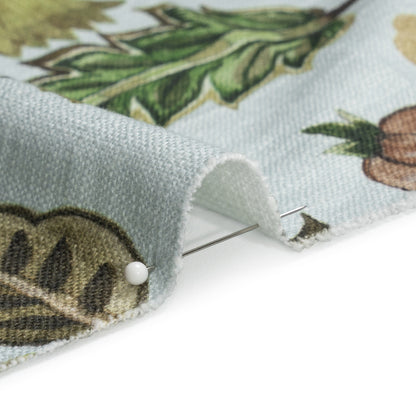 Mist, Pink and Green Blooming Trees Slubbed Cotton Woven Detail