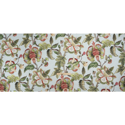 Mist, Pink and Green Blooming Trees Slubbed Cotton Woven Full