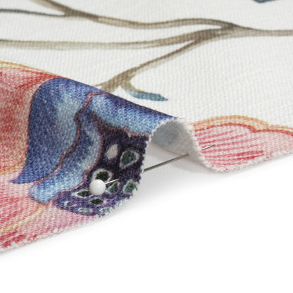 Berry, White and Teal Floral Slubbed Cotton Woven Detail