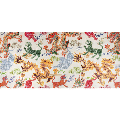 Orange, Red and Green Tigers and Dragons Polyester Velvet Full