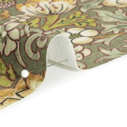 Green Strawberry Thief Printed Micro Chenille Detail