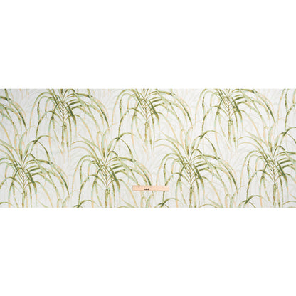 Ivory and Green Palm Fronds Polyester Jacquard Full
