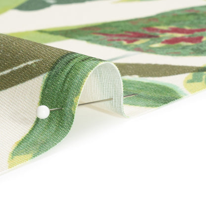 Green and Cream Tropical Leaves Printed Polyester Canvas Detail