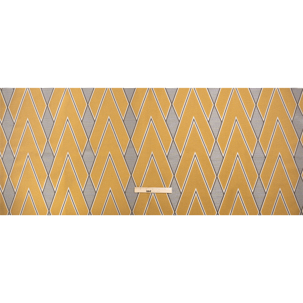 Gold, Charcoal and Gray Deco Diamonds Polyester Jacquard Full