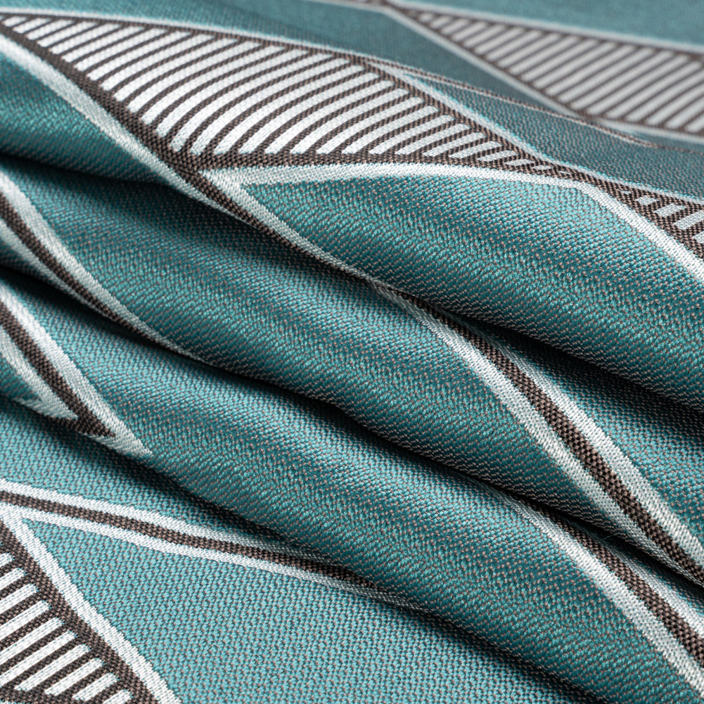 Teal, Charcoal and Gray Deco Diamonds Polyester Jacquard Folded