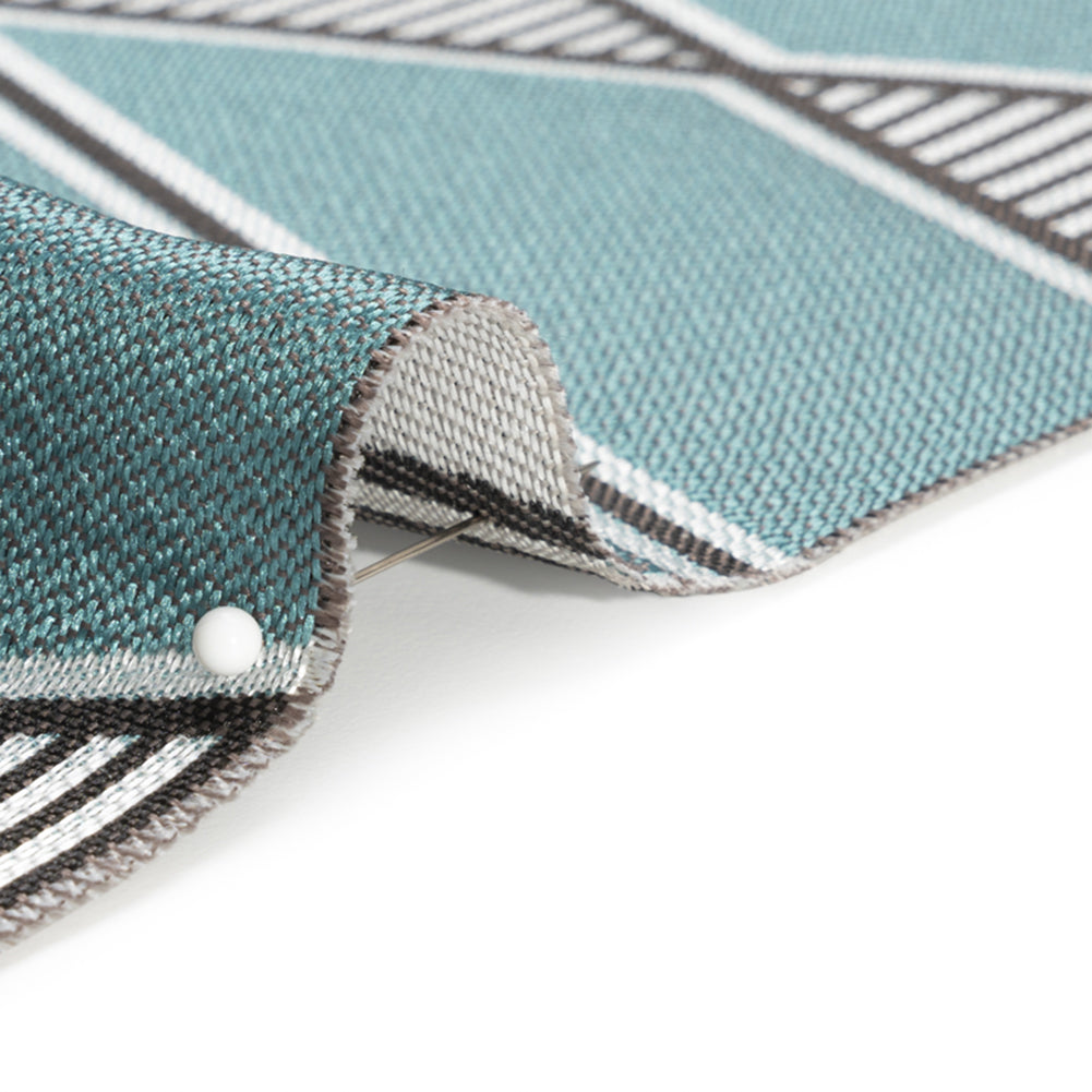 Teal, Charcoal and Gray Deco Diamonds Polyester Jacquard Detail