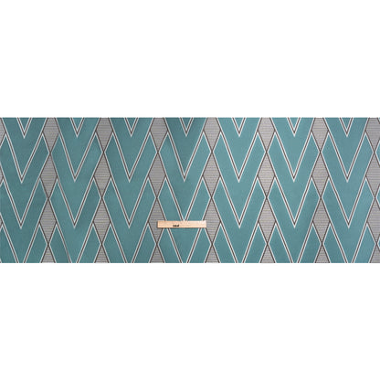 Teal, Charcoal and Gray Deco Diamonds Polyester Jacquard Full