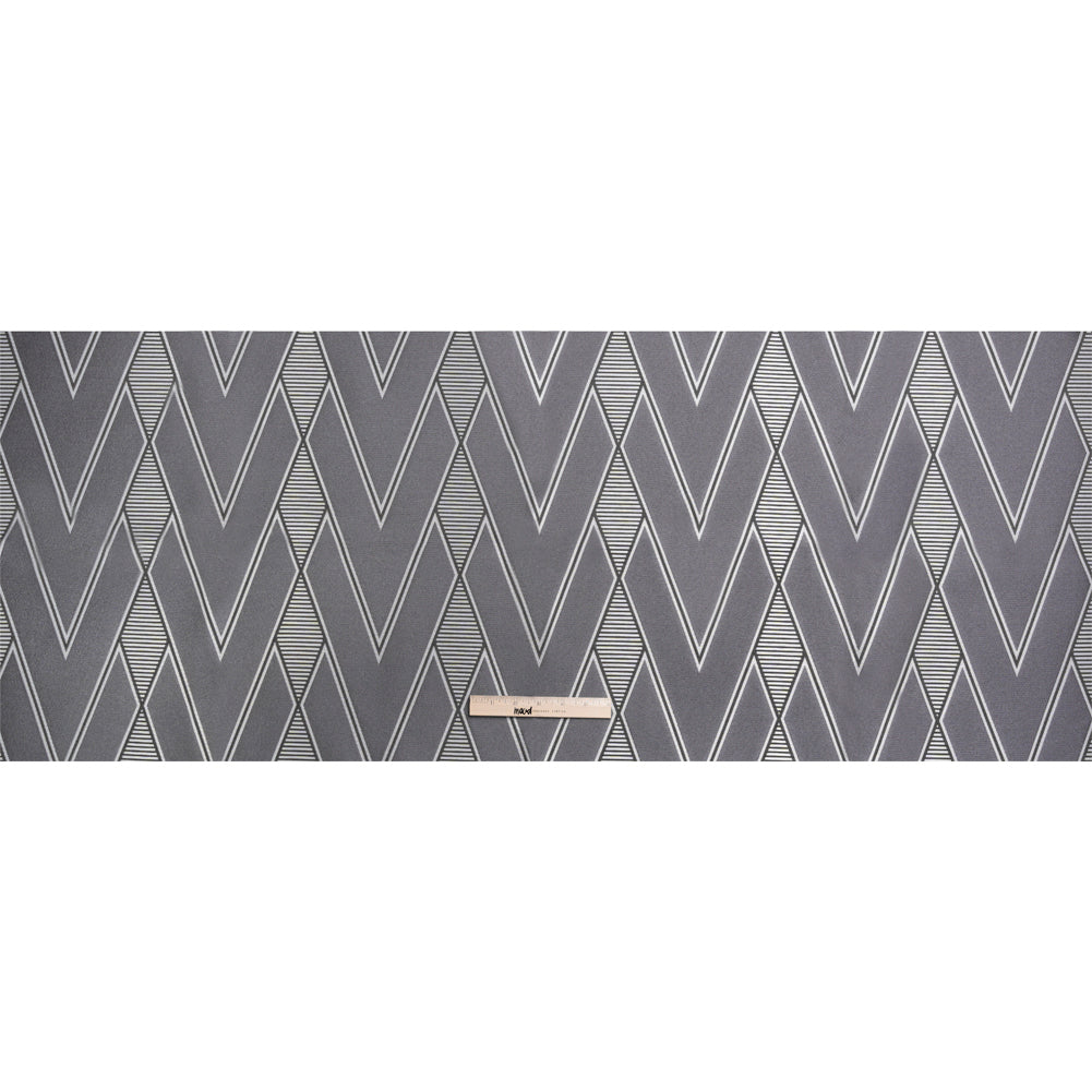 Silver, Charcoal and Gray Deco Diamonds Polyester Jacquard Full
