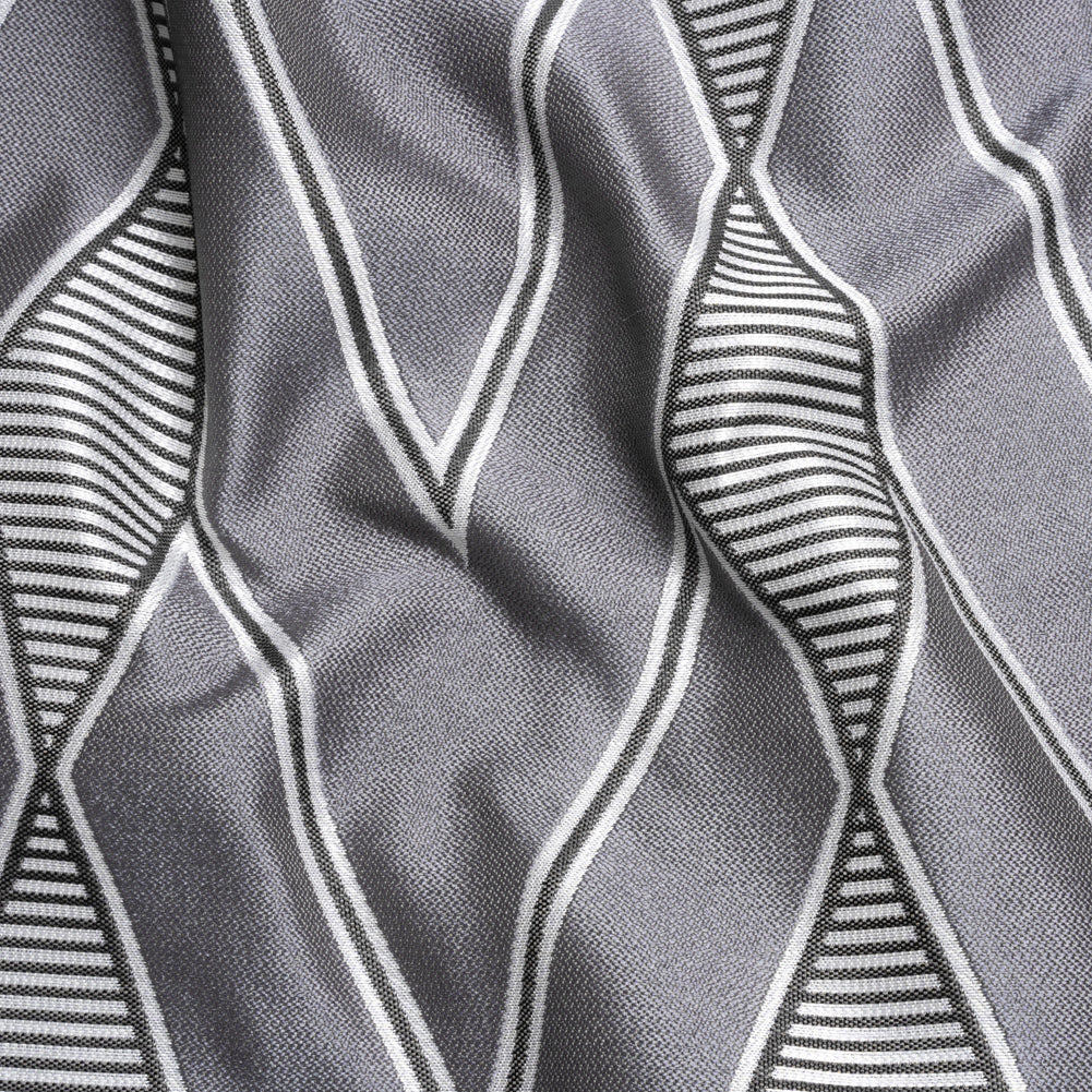Silver, Charcoal and Gray Deco Diamonds Polyester Jacquard