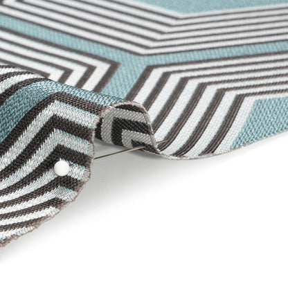 Teal, Charcoal and Gray Reverberating Hexagons Polyester Jacquard Detail