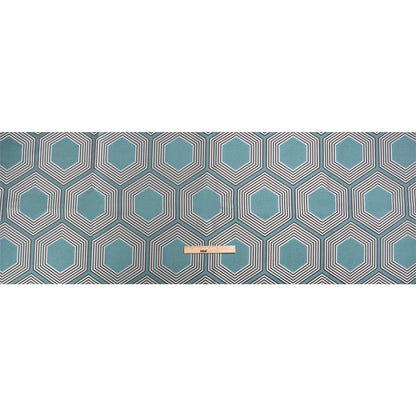 Teal, Charcoal and Gray Reverberating Hexagons Polyester Jacquard Full