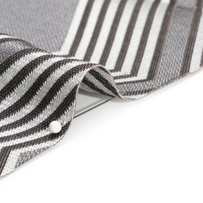 Silver, Charcoal and Gray Reverberating Hexagons Polyester Jacquard Detail