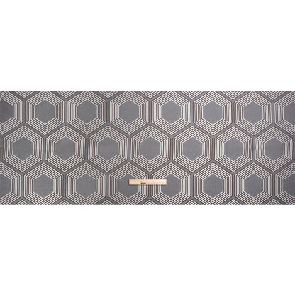 Silver, Charcoal and Gray Reverberating Hexagons Polyester Jacquard Full