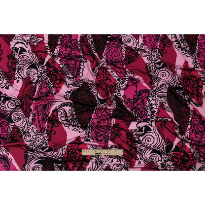 Bubblegum, Fuchsia and Wine Diamonds and Floral Outlines Silk Jersey Drape
