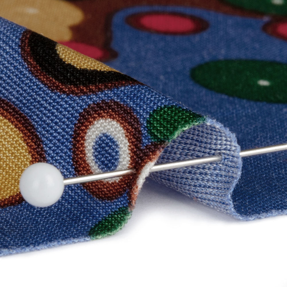 Blue, Tan and Brown Amoeba Medley Abstract Silk Jersey Folded