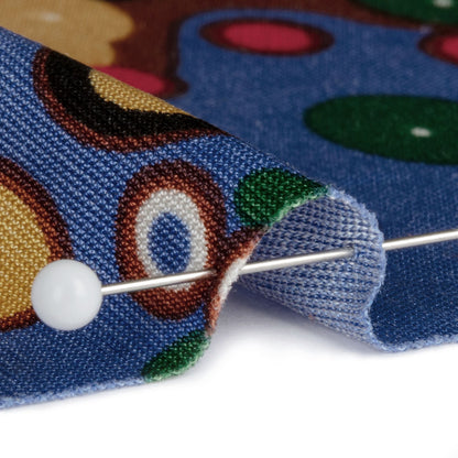 Blue, Tan and Brown Amoeba Medley Abstract Silk Jersey Folded