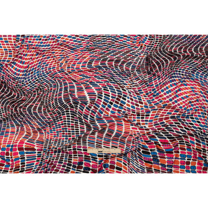 Pink, Orange and Blue Shapely Waves Silk Jersey Drape