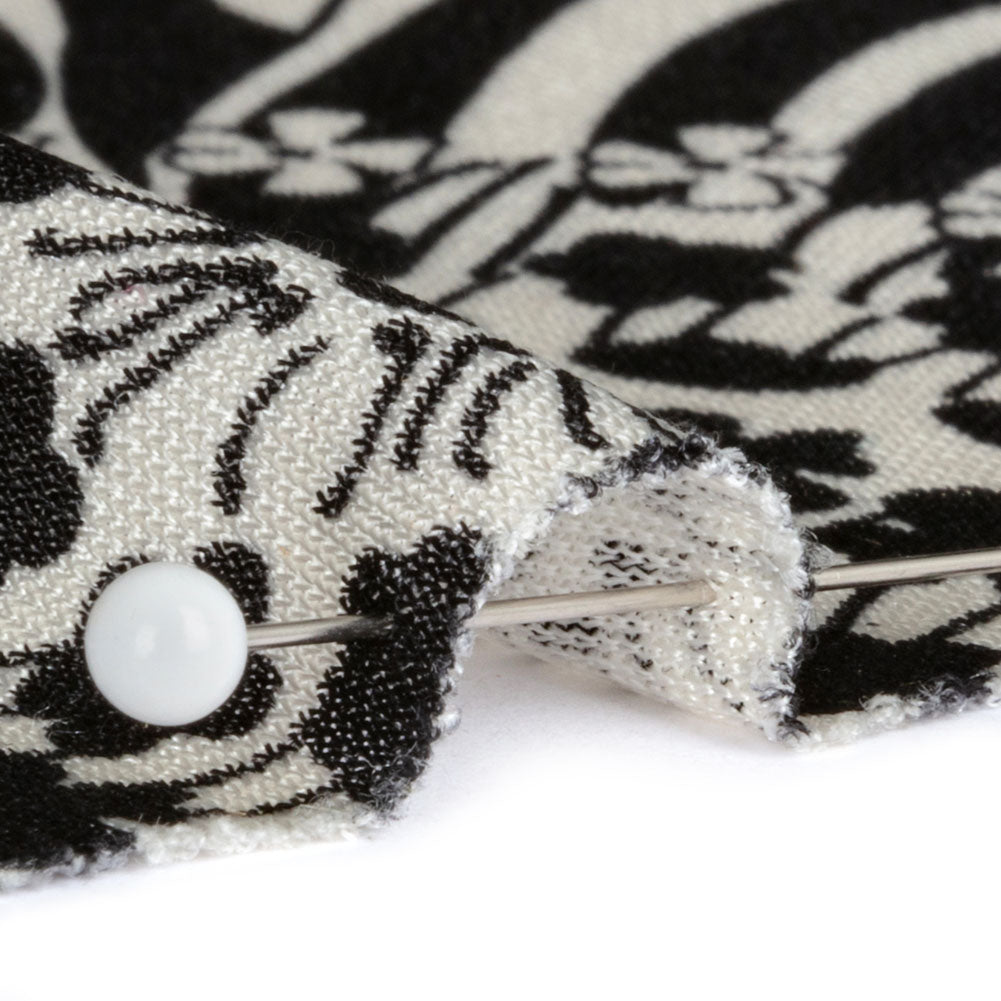 Black and White Floral Delight Silk Jersey Folded