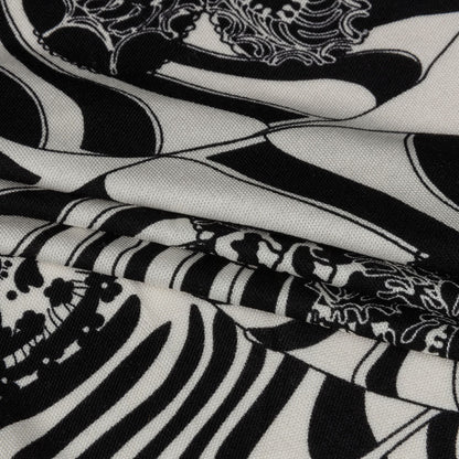 Black and White Floral Delight Silk Jersey Full