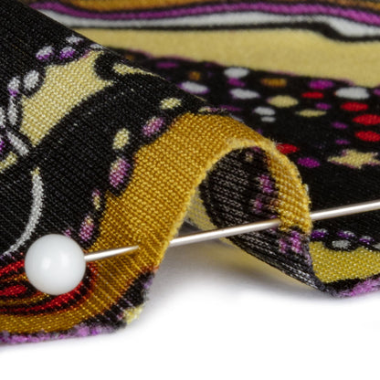 Gold, Purple and Black Fancy Diagonal Stripes Silk Jersey Folded