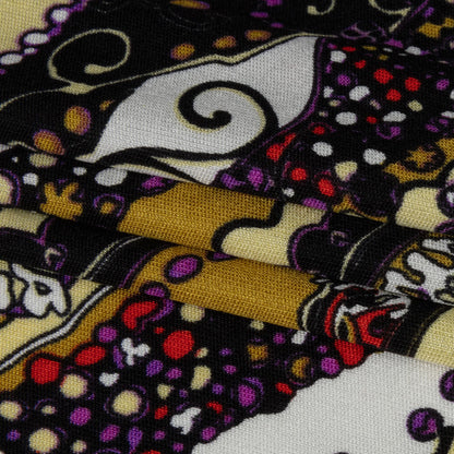 Gold, Purple and Black Fancy Diagonal Stripes Silk Jersey Full