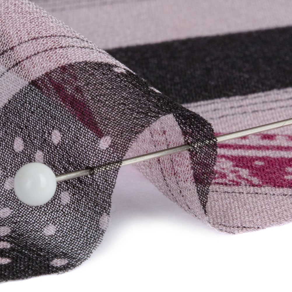 Plum, Black and Lavender Clouds and Stripes Silk Chiffon Folded