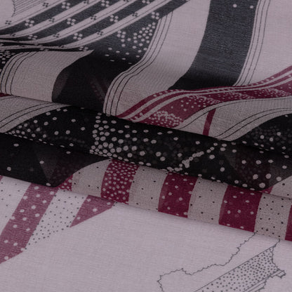 Plum, Black and Lavender Clouds and Stripes Silk Chiffon Full
