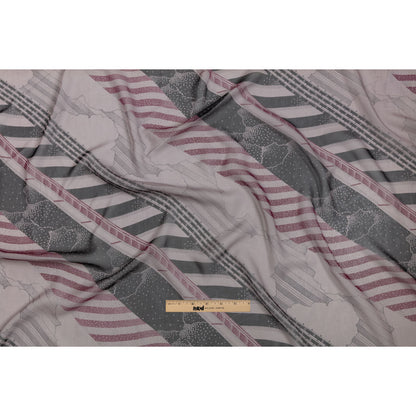 Plum, Black and Lavender Clouds and Stripes Silk Chiffon Drape