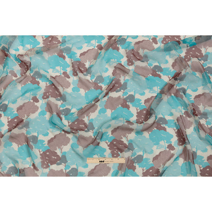 Turquoise, Chocolate and Cream Forest Silhouettes Silk Chiffon Drape