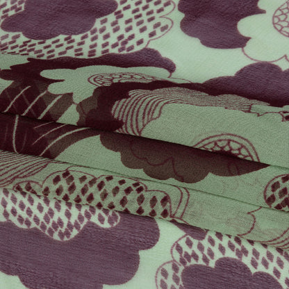Chocolate and Mint Flowers in the Sky Silk Chiffon Full