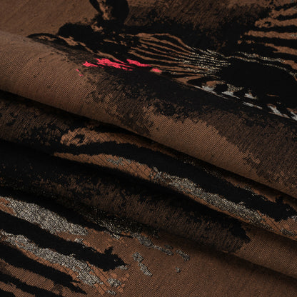 Brown, Black and Hot Pink Zebras Metallic Brocade Panel Folded