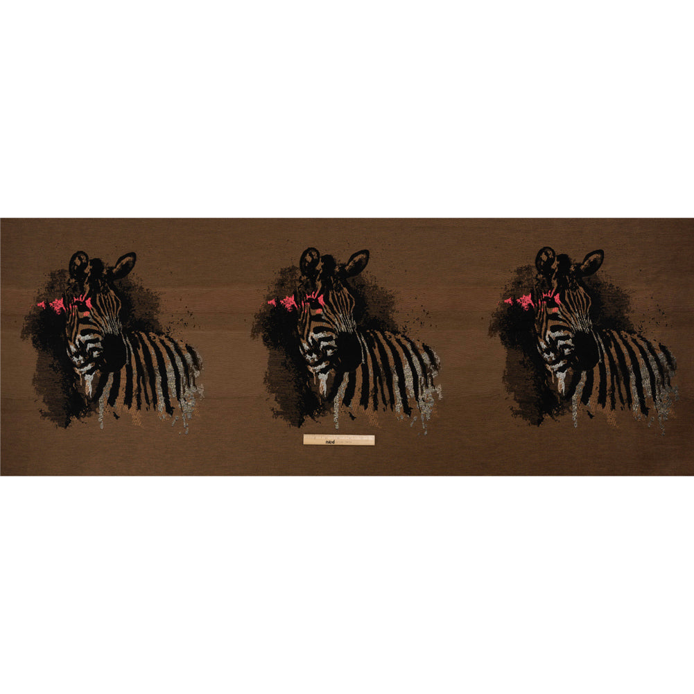 Brown, Black and Hot Pink Zebras Metallic Brocade Panel Full