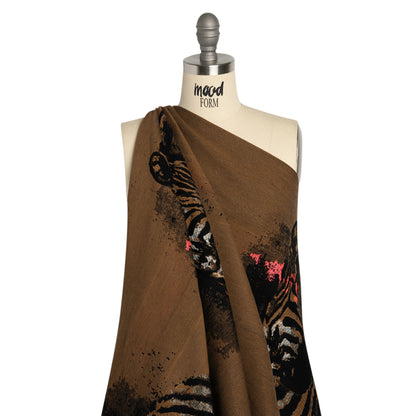 Brown, Black and Hot Pink Zebras Metallic Brocade Panel Drape