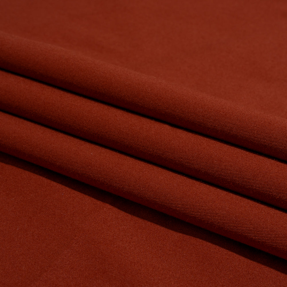 Carbon Brushed Stretch Khaki Twill - Dark Red - Averill Collection - Folded
