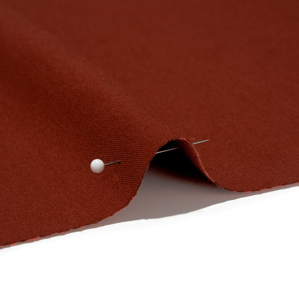 Carbon Brushed Stretch Khaki Twill - Dark Red - Averill Collection - Detail