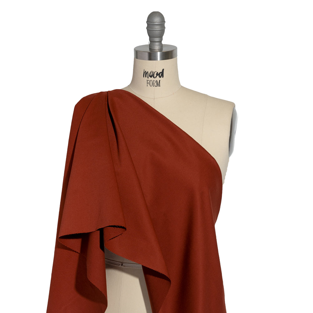 Carbon Brushed Stretch Khaki Twill - Dark Red - Averill Collection - Drape