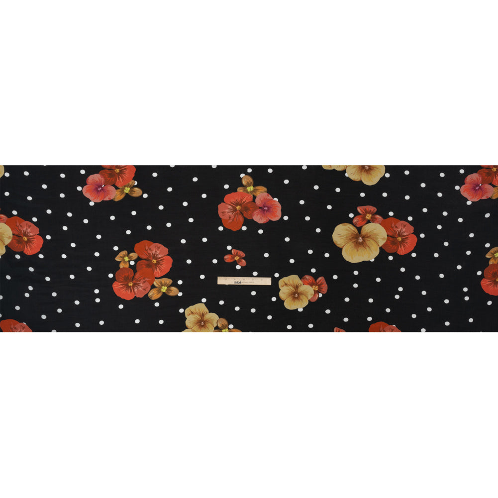 Viscose Crepe Print - Black and Red Floral and Polka Dots - Mood Exclusive Treasures Renewed Full